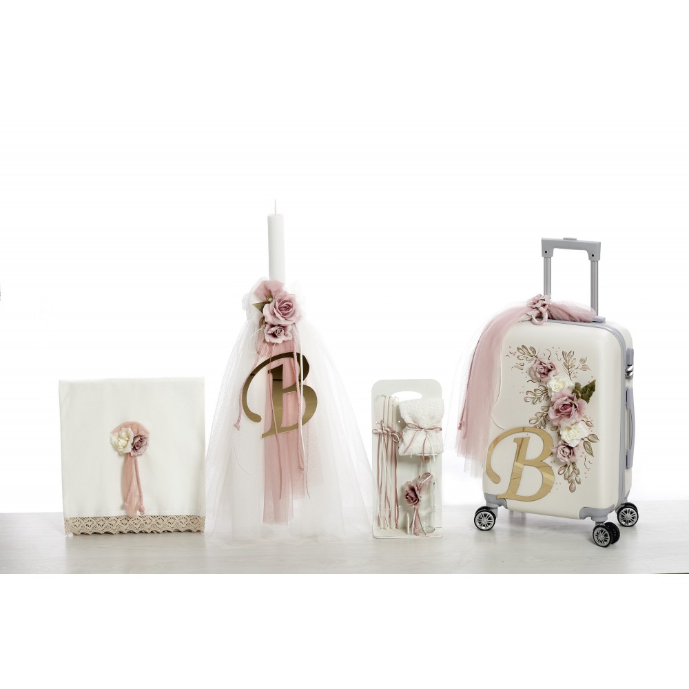 2403 Σετ βάπτισης Λουλούδια Μονόγραμμα 2403 - Image 1