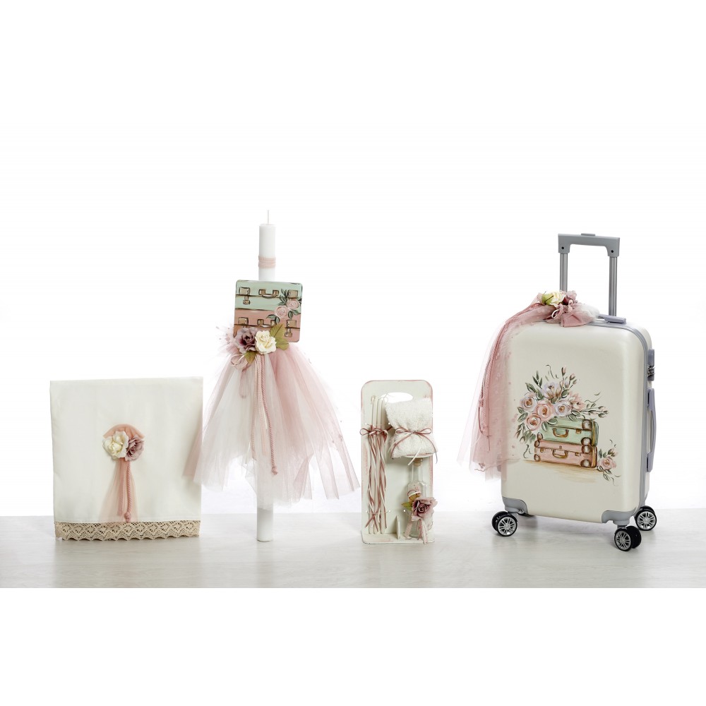 2410 Σετ βάπτισης βαλίτσα με λουλούδια - Image 1