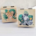 Μπομπονιέρα ξύλινο κουτί με εκτύπωση ζωάκια