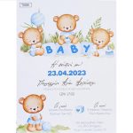 Προσκλητήριο βάπτισης με θέμα αρκουδάκι