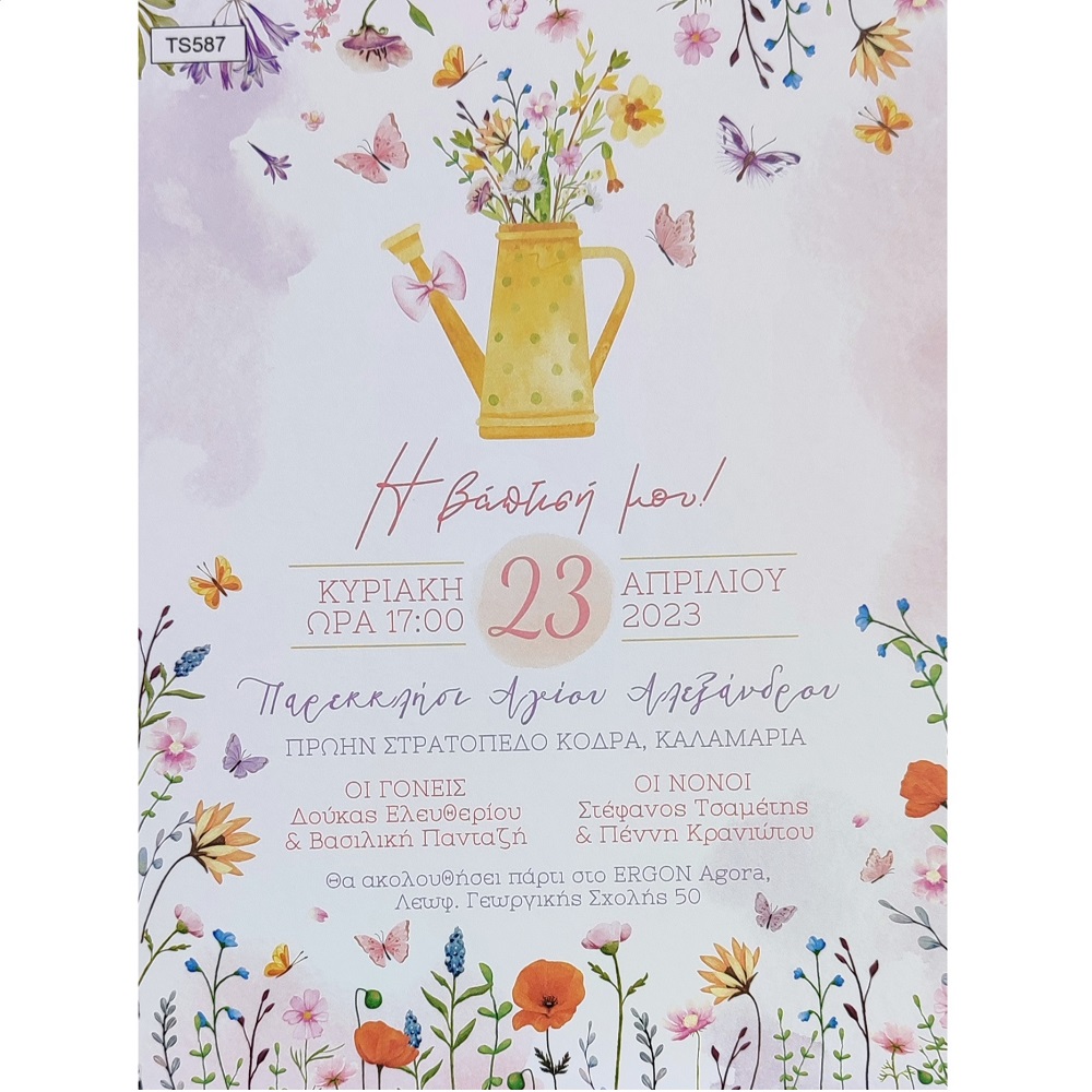 IMG_TS587 Προσκλητήριο βάπτισης με θέμα Αγριολούλουδα - Image 1