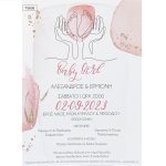 Προσκλητήριο γάμου βάπτισης με bebe ποδαράκια σε ροζ αποχρώσεις