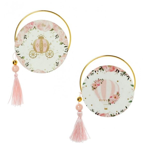 Στρογγυλό εκτυπωμένο ξύλο και χρυσό στεφανάκι