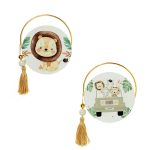 Στρογγυλό εκτυπωμένο ξύλο και χρυσό στεφανάκι