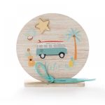 Ξύλινο καδράκι στρογγυλό με βάση με θέμα της επιλογής σας