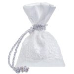 Πουγκί λευκό σαντούκ με δαντέλα