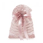 Πουγκί ροζ από ισπανική δαντέλα