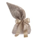 Πουγκί λινό natural με δαντέλα καφέ - Image 2