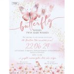 Προσκλητήριο βάπτισης για δίδυμα πεταλούδες