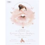 Προσκλητήριο βάπτισης με θέμα Μπαλαρίνα