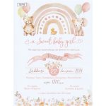 Προσκλητήριο βάπτισης Ουράνιο τόξο ζωάκια
