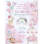 Προσκλητήριο βάπτισης με θέμα Ζαχαρωτά