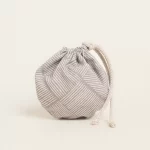 Μπομπονιέρα βάπτισης πουγκί γραμμές μπεζ