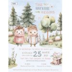 Προσκλητήριο βάπτισης για δίδυμα με θέμα σκαντζοχοιράκια