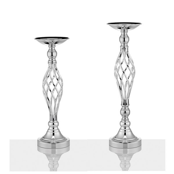 Σετ μεταλλικά κηροπήγια ασημί