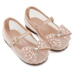 Babywalker Γοβάκι με Φιόγκο Στρας EXC5903 Ροζ Αντικέ