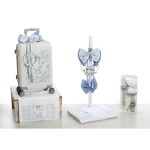 Πακέτο βάπτισης vintage κουνιστό αλογάκι με βαλίτσα