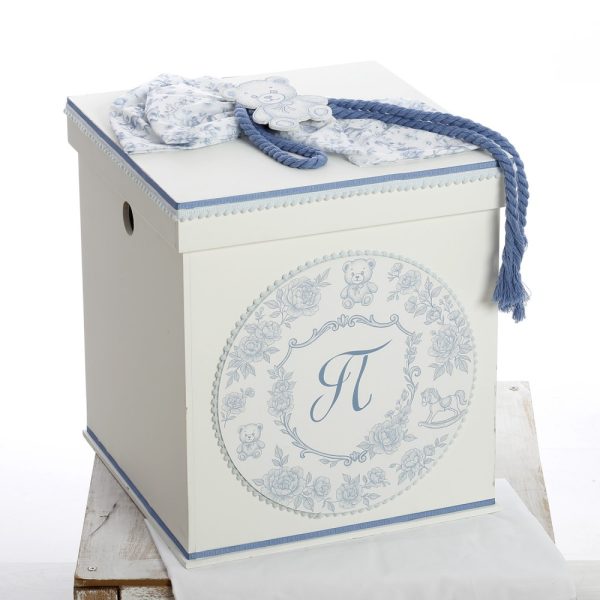 Πακέτο βάπτισης μονόγραμμα σε μπλε heritage μοτίβο